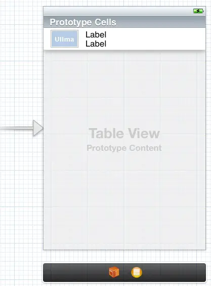 A designed prototype table cell in an Xcode storyboard