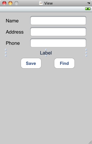 The user interface of the iPhone SQLite example applications