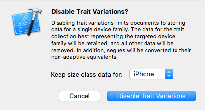 Disabling Trait Variations in Xcode