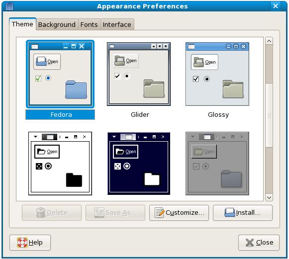 The Fedora Desktop Theme Screen