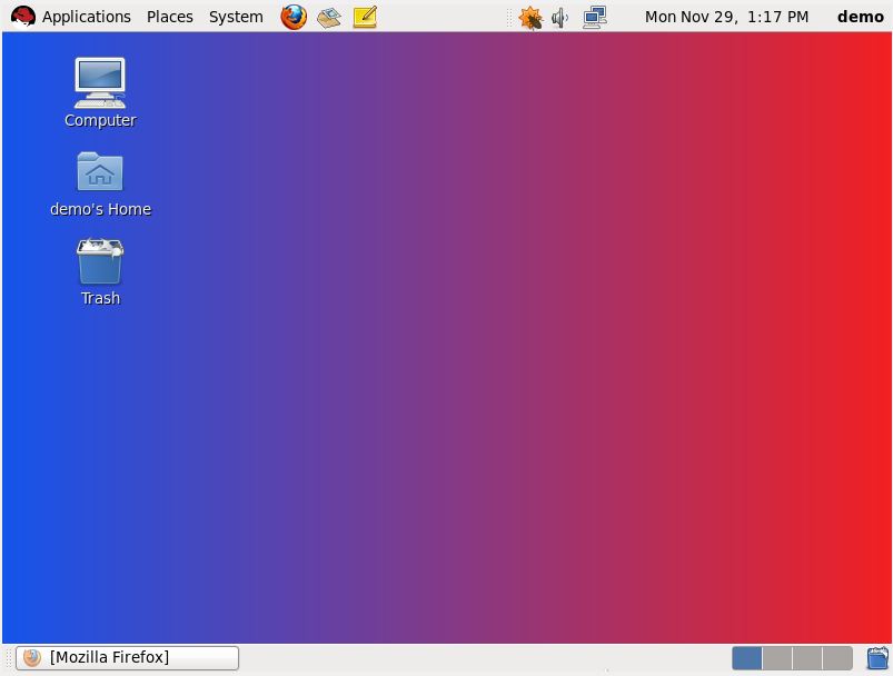 An RHEL 6 desktop background set up as a horizontal gradient