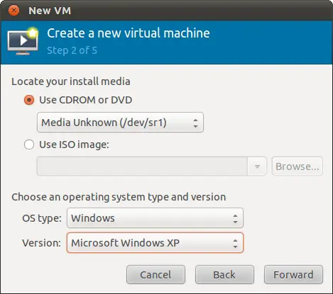 Configuring Ubuntu 11.04 KVM guest OS type and installation media