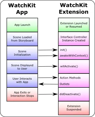 The WatchKit app lifecycle diagram