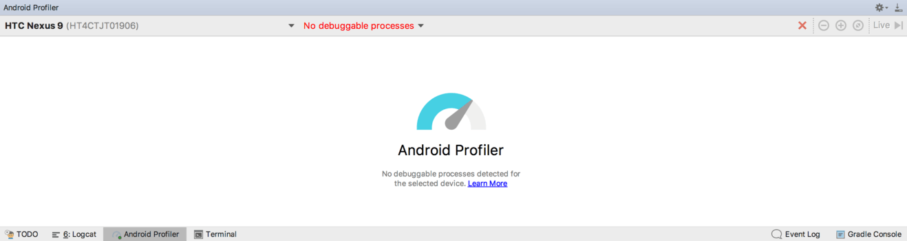 Android profiler no processes.png