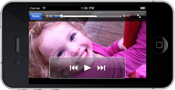 A video playing inside an iOS 4 iPhone application
