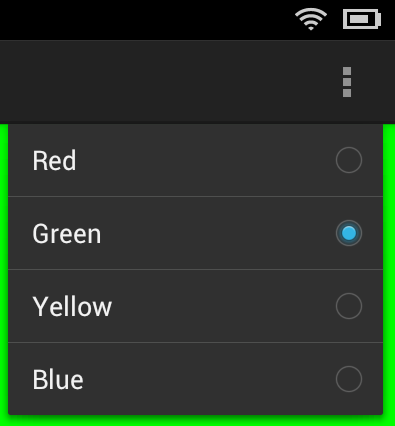 An Android checkable Overflow menu