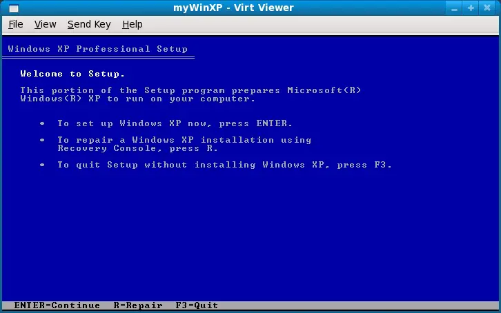 KVM Guest Fedora Installer running in virt-viewer window