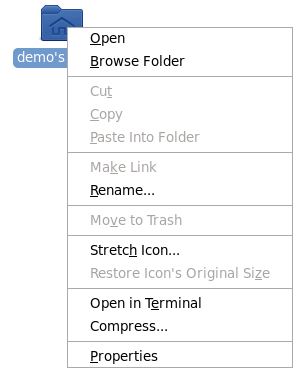 The RHEL 6 GNOME desktop item menu