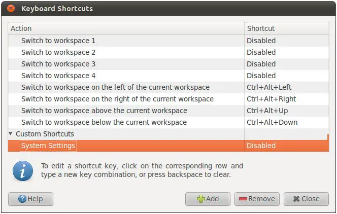 A custom keyboard shortcut on Ubuntu 11.04 Unity