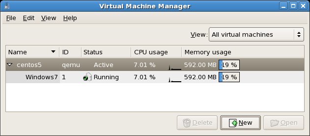 KVM Virtual Machine listed as running in virt-manager