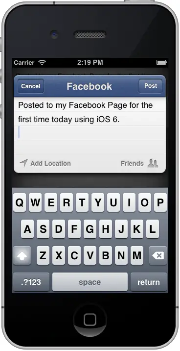 The iPhone iOS 6 UIActivityViewController post preview screen