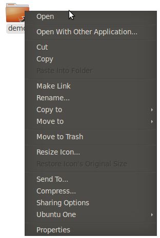 The Ubuntu 10.10 desktop item menu