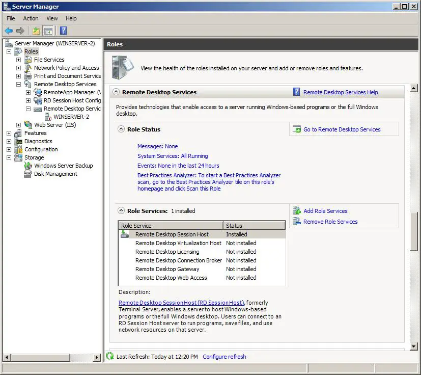 Installing the Windows Server 2008 R2 RD Web Access Role