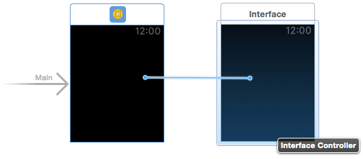 Making a WatchKit segue connection in Interface Builder