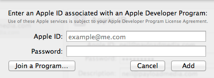 Adding an Apple ID to Xcode 5
