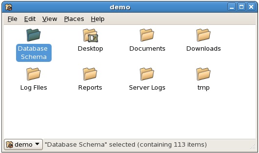 The CentOS File Manager with default icon zoom set to 75%