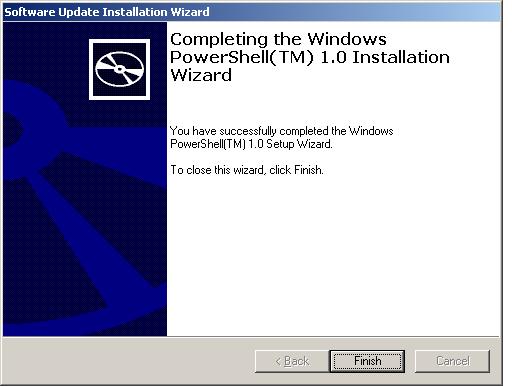 A successful Windows PowerShell 1.0 installation on Windows XP