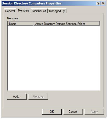 Domain Controller Session Directory Computers group properties