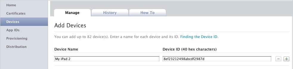 Adding iPad devices in the iOS Provisioning Portal