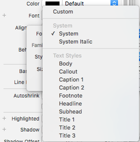 The Xcode font selection panel