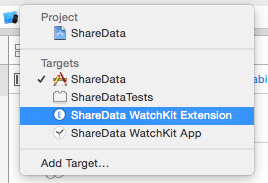 Choosing the WatchKit extension in the Xcode Capabilities panel