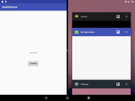 Android 7 split-screen example
