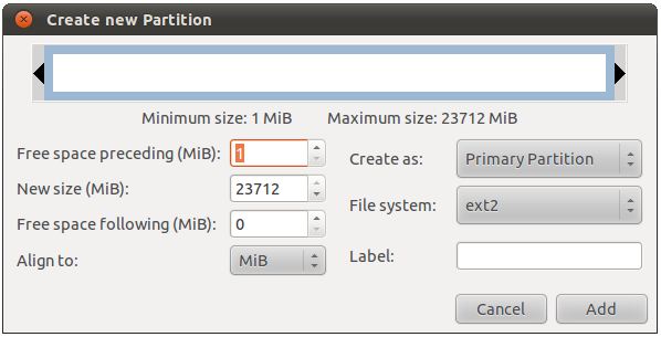 The Ubuntu 11.04 gparted new partition dialog