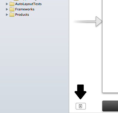The button to reveal the Document Outline panel in Xcode 5