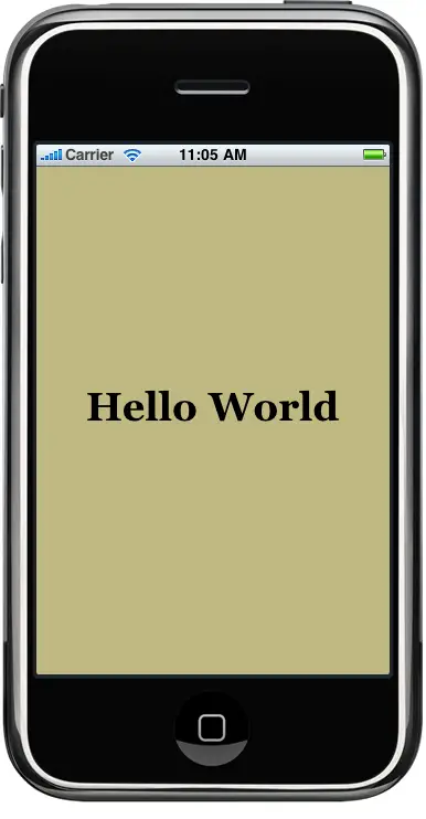 The HelloWorld Example running inside the iPhone SDK Simulator environment