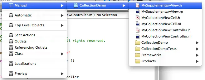 Selecting a different file in the Xcode 5 Assistant Editor