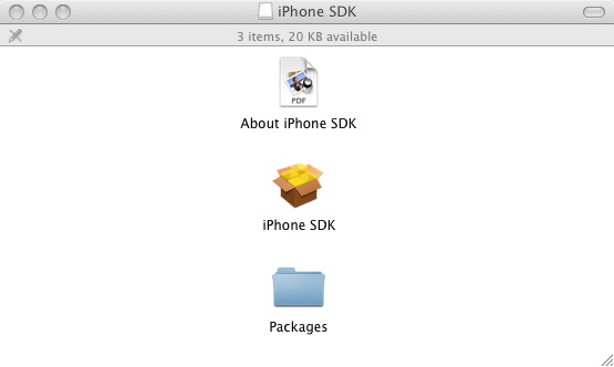 The iPhone SDK .dmg contents