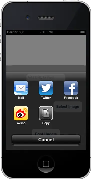 The iPhone iOS 6 UIActivityViewController selection screen