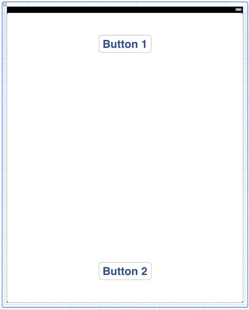 The layout of an example iPad application with 2 small buttons