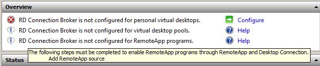 Windows Server 2008 R2 RD Session Broker RemoteApp status