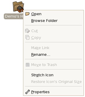 The CentOS GNOME desktop icon menu