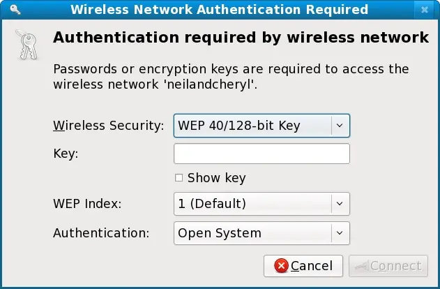 Entering wireless access key