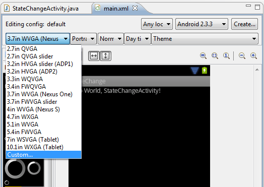 Changing the device configuration in the Eclipse Android SDK UI builder