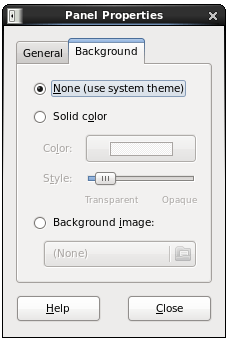 Modifying CentOS 6 panel background settings