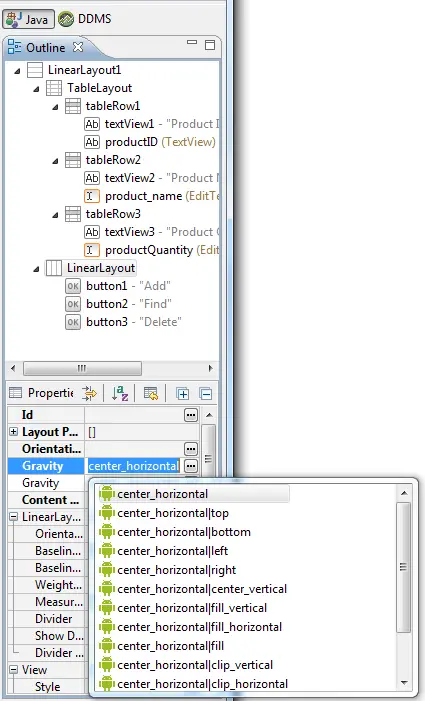 Changing the gravity of an Android LinearLayout view
