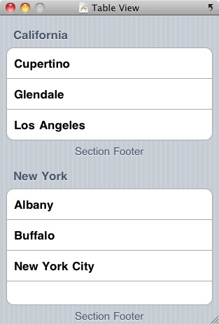 The iOS 4 iPhone Table View in grouped style mode