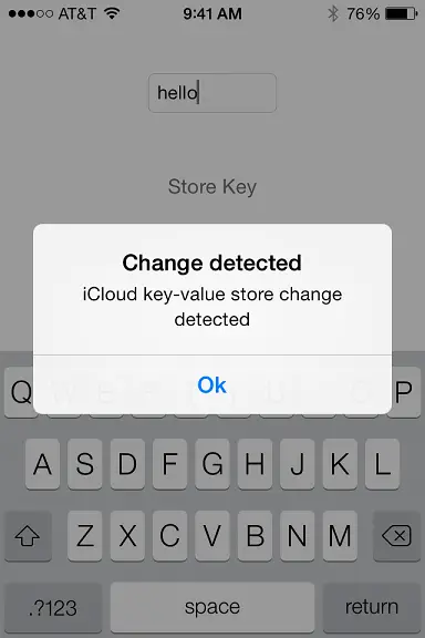 An iOS 7 iCloud  Key-Value store example app running