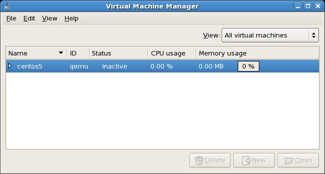 The virt-manager on a KVM enabled CentOS system