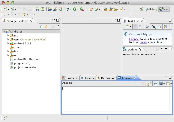 The main Eclipse workbench window