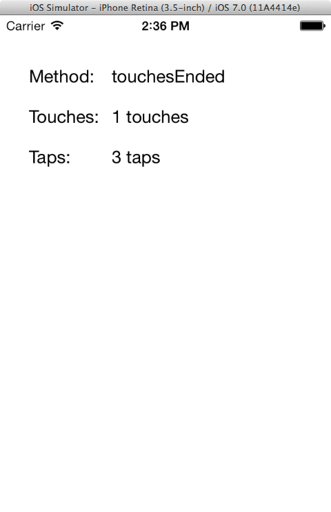 An iOS 7 Touch based app running