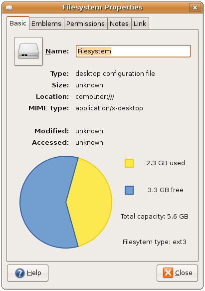 Ubuntu Disk Properties