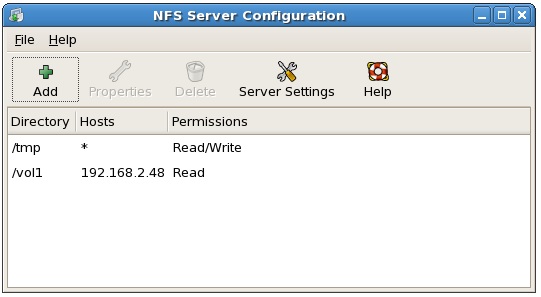 NFS shares configured on CentOS
