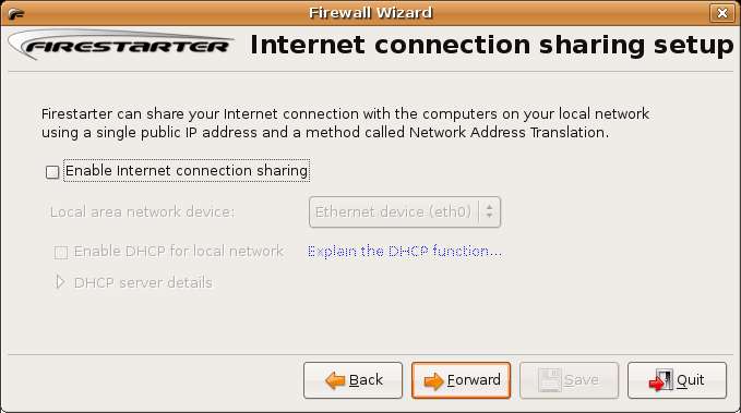 Ubuntu Linux Firestarter Internet Connection Sharing