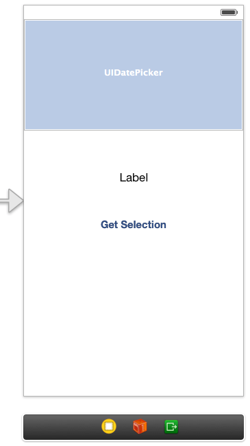 The user interface layout for an iOS 7 UIDatePicker example