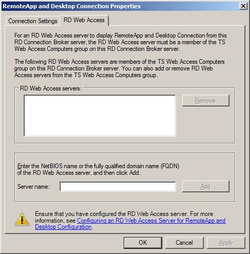 RD Session Broker RD Web Access Server configuration