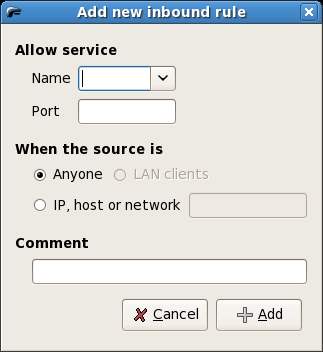 Fedora Linux Firestarter Add inbound Service
